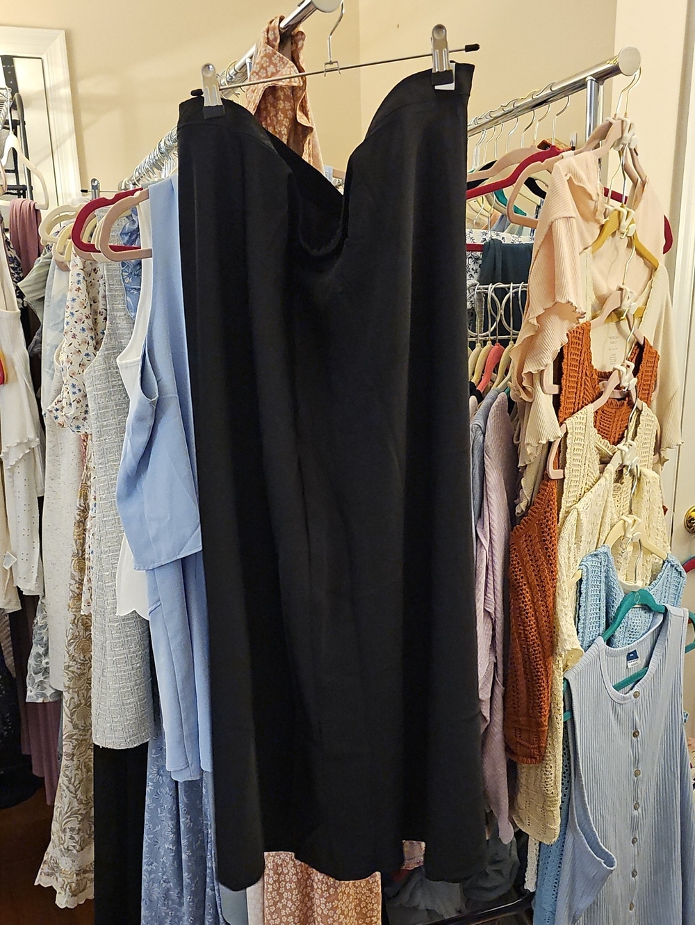 Black Silk Midi Skirt